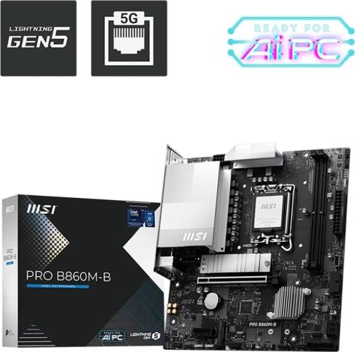 PRO B860M-B Intel B860 Soket 1851 DDR5 9066+(OC)MHz mATX Gaming (Oyuncu) Anakart