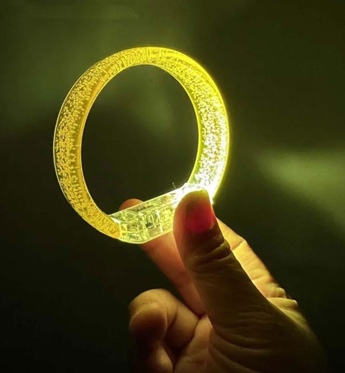 Sarı Led Işıklı Baskı Yapılabilen Pilli Bileklik Bilezik 1,5 cm Genişlik