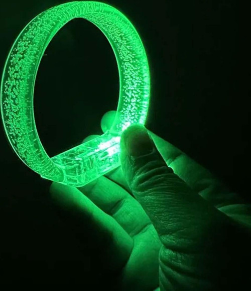 Yeşil Led Işıklı Baskı Yapılabilen Pilli Bileklik Bilezik 1,5 cm Genişlik