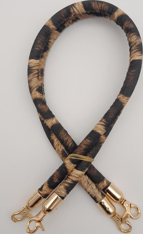 Çanta Aksesuar Çift Kordon Çanta Sapı Leopar Light Gold Metalli