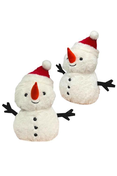35 cm Şapkalı Kardan Adam Peluş Yumuşacık Yılbaşı Dekor 2’li Set