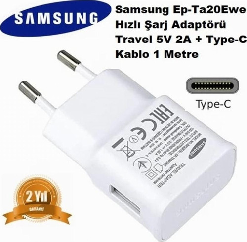 18W 2 Amper Orijinal Samsung Galaxy Ep-Ta20Ewe Şarj Cihazı + Type C Kablo