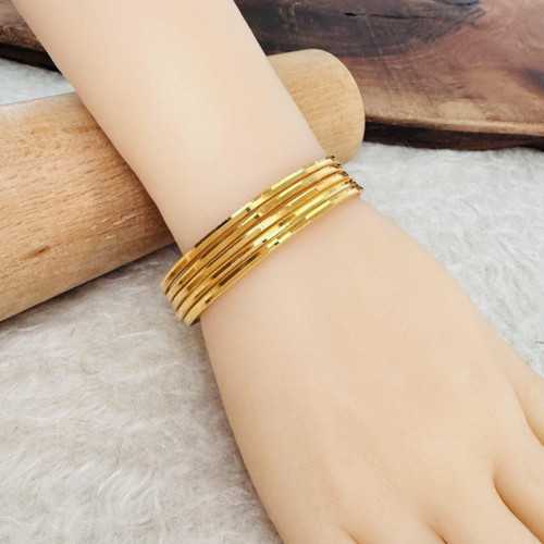 5 Adet Bilezik Gold Gerçek Altın Görünümlü ince Ajda Ray Parlak Sade STANDART ÖLÇÜ