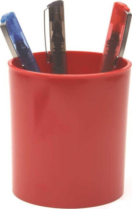 Kristal Masa Üstü Kalemlik Silindirik Kırmızı