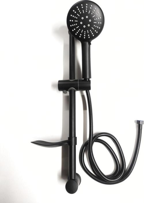 Siyah Sürgülü Mix Paslanmaz Duş Seti Lüks Alfa Seri