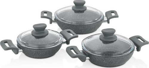 SONESSA GRANİT KAPLAMA ÜÇLÜ SAHAN SET CAM KAPAKLI