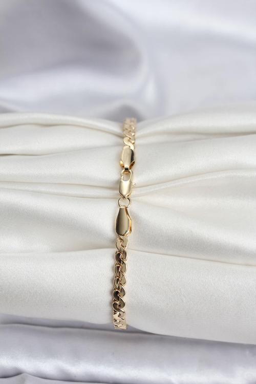 Zarif Bilekler için Golden Pirinç Kaplama Ezme Yılan Zincir CM Kadın Bileklik