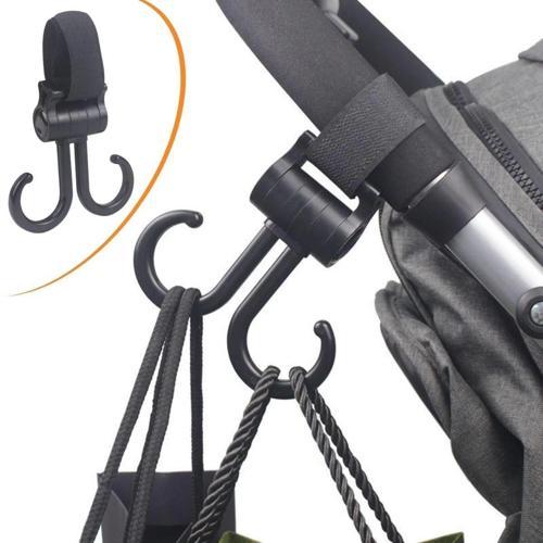 2li Bebek Arabasına Uyumlu Cırtlı  Eşya Taşıma Aparatı 360 Derece Dönebilen Plastik Kanca (5365)