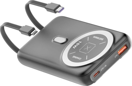 J39 10.000 mAh 20W PD Dahili Kablolu Magsafe Powerbank - Siyah-(5796)