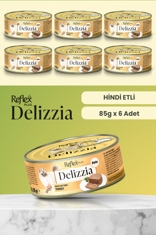 Plus Delizzia / Kıyılmış Hindi Etli Yetişkin Kedi Maması 85g x 6 Adet