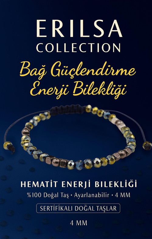 Sertifikalı Bağ Güçlendirme Enerji Aktivasyonu Bilekliği – Hematit Doğal Taş 4 mm