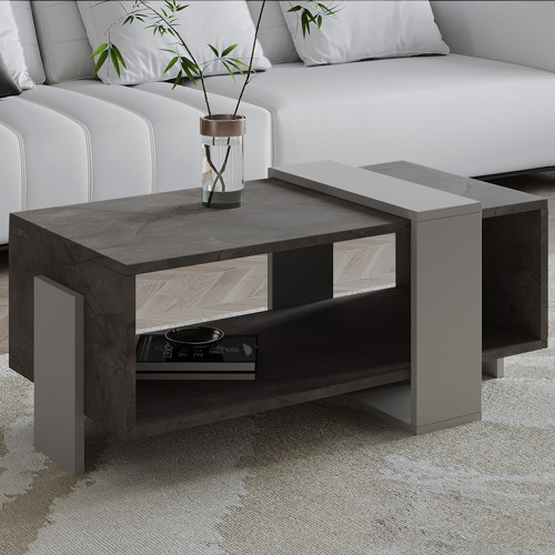 Meleni Orta Sehpa – 90 cm Modern Tasarım – Raflı