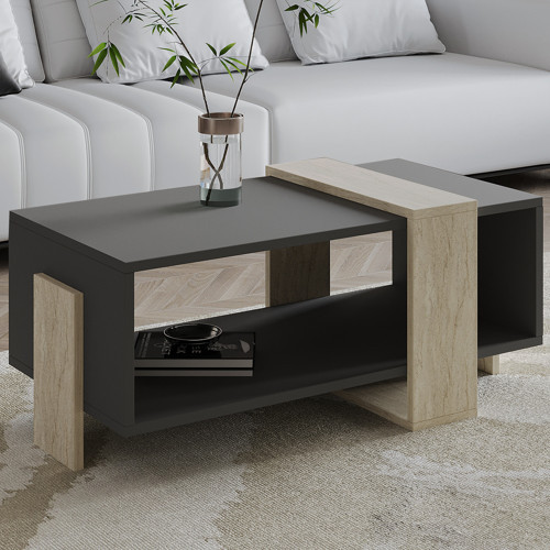 Meleni Orta Sehpa – 90 cm Modern Tasarım – Raflı