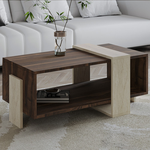 Meleni Orta Sehpa – 90 cm Modern Tasarım – Raflı