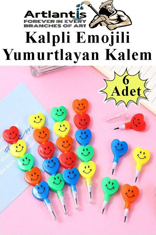 Kalpli Emoji Yumurtlayan Kurşun Kalem 6 Adet Eğlenceli Hediyelik Kurşun Kalem Gülen Yüzlü Kurşun Kalem Karne Hediyesi