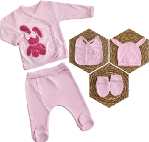 Yeni Sezon Tavşan Süzeneli 5 Parça Kız Bebek Hastane Çıkışı