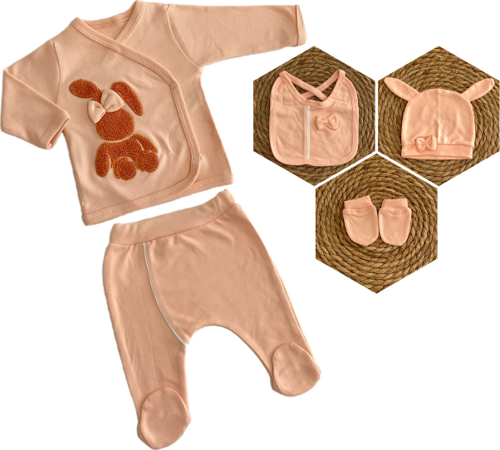 Yeni Sezon Tavşan Süzeneli 5 Parça Kız Bebek Hastane Çıkışı