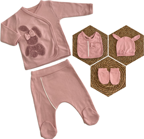 Yeni Sezon Tavşan Süzeneli 5 Parça Kız Bebek Hastane Çıkışı