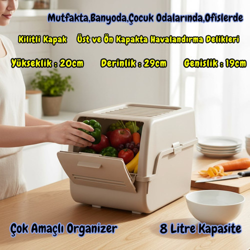 Motek MT-40 S-Box 8 Litre Çok Amaçlı Organizer Düzenleyici Bej 1 Adet