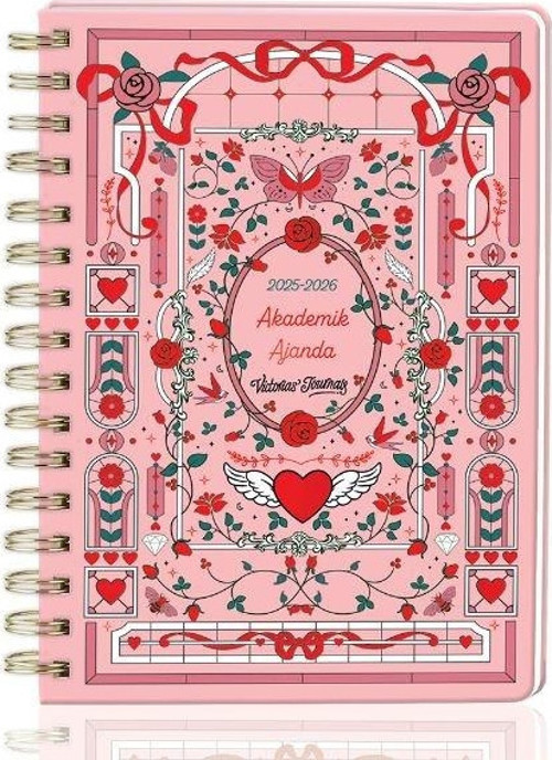 Victoria Journal Spiralli Sert Kapak A5 Akademik Ajanda 2025 - 2026