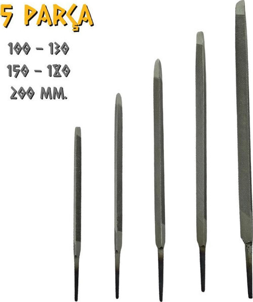 Üçgen Eğe Seti İnce Dişli - 100-130-150-180-200 mm. - 5 Parça