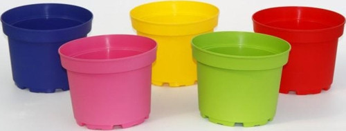 5 Renk Saksı Kırmızı - Mavi - Pembe - Sarı ve Yeşil 5 Adet