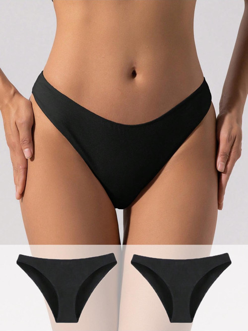 2'Li Paket Siyah Renk Pamuklu Likralı Kadın Slip Külot