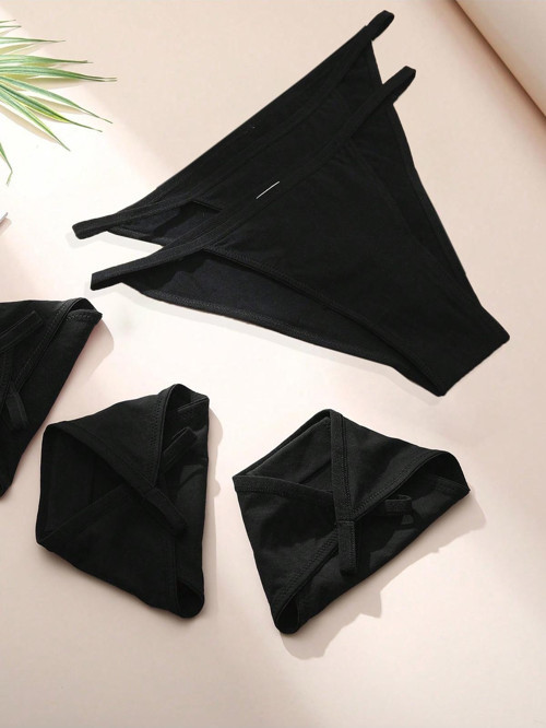 2'Li Paket Desensiz Düz Siyah Renk Beli Lastikli Pamuklu Kadın Slip Külot