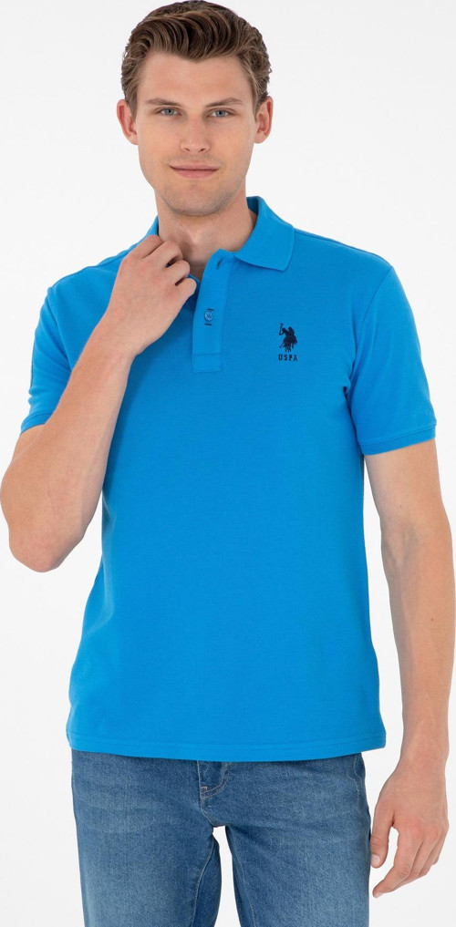 Erkek Slim Fit Polo Yaka Saks Basic Tişört 50284633-Vr045