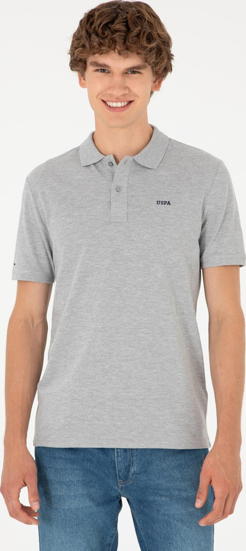 Erkek Regular Fit Polo Yaka Gri Melanj Basic Tişört 50284641-Vr086
