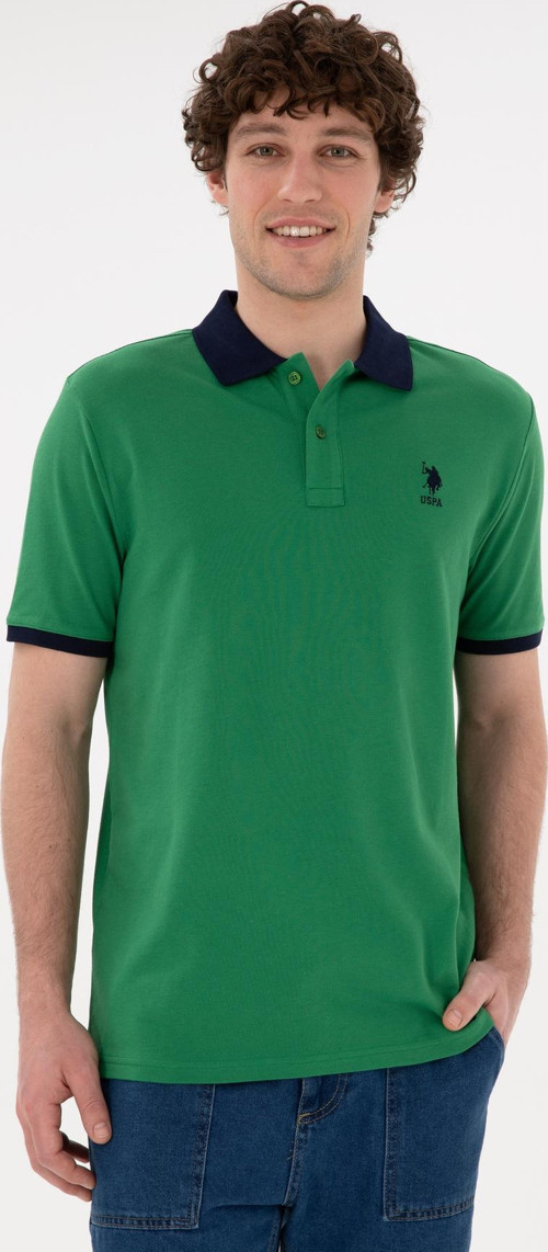 Erkek Regular Fit Polo Yaka Yeşil Basic Tişört 50284638-Vr054