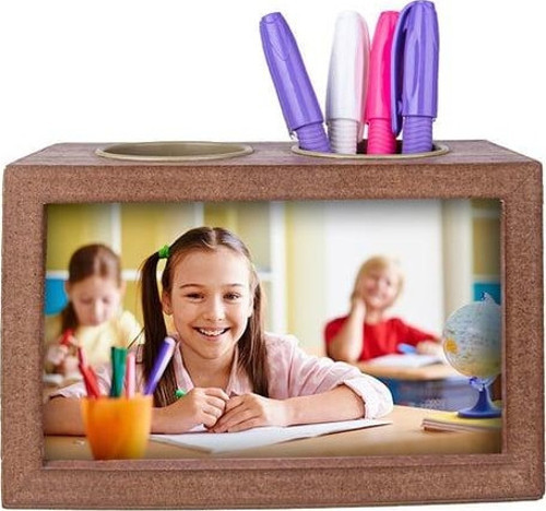 Kalemlikli Çift Taraflı Ahşap Fotoğraf Çerçevesi 15X10