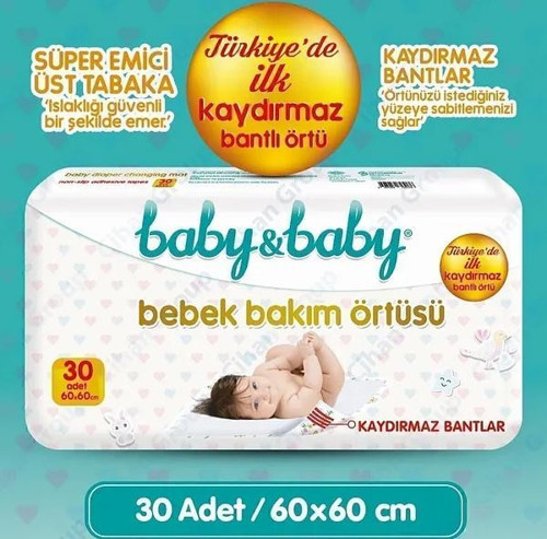 Baby Baby Bebek Bakım Örtüsü 60x60 cm Alt Açma Bezi 30 lu