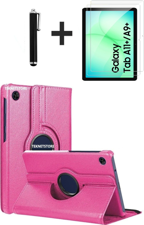 Samsung Galaxy Tab A11 Plus 2025 Kılıf Ekran Koruyucu Kalem Seti 360 Dönebilen Kapak Ön Arka Koruma