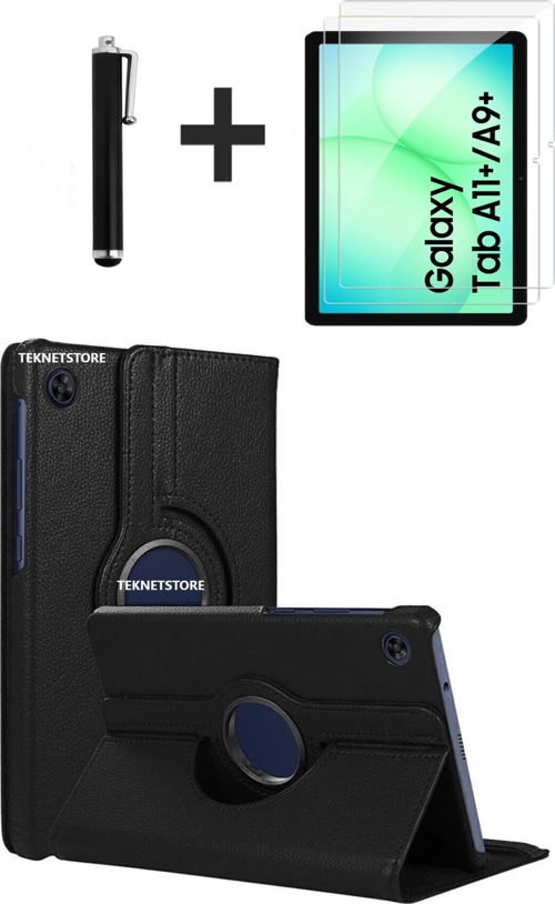 Samsung Galaxy Tab A11 Plus 2025 Kılıf Ekran Koruyucu Kalem Seti 360 Dönebilen Kapak Ön Arka Koruma