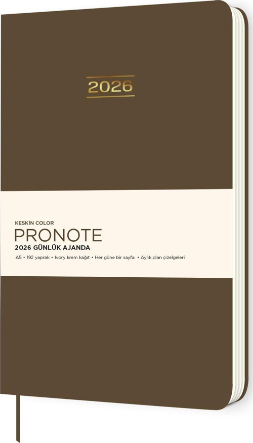 Keskin 2026-A5 Pronote Günlük Ajanda - Kahverengi