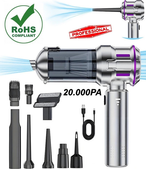 H-8083 Araç İçi Süpürge 20.000Pa Vakum + Üfleme Özellikli 3 Kademeli Araç Süpürgesi