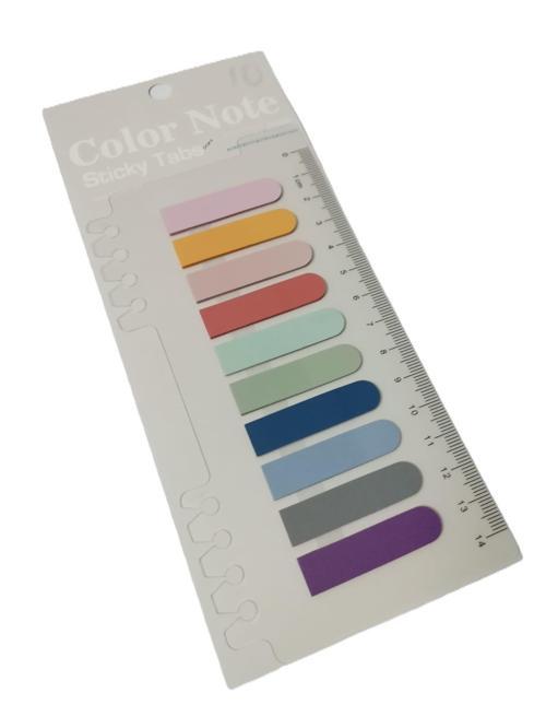 Hayal sepeti 10 Renkli Cetvelli kırmızı mor turuncu  tonları Şeffaf Pet Indeks / Index Sticker / Pos