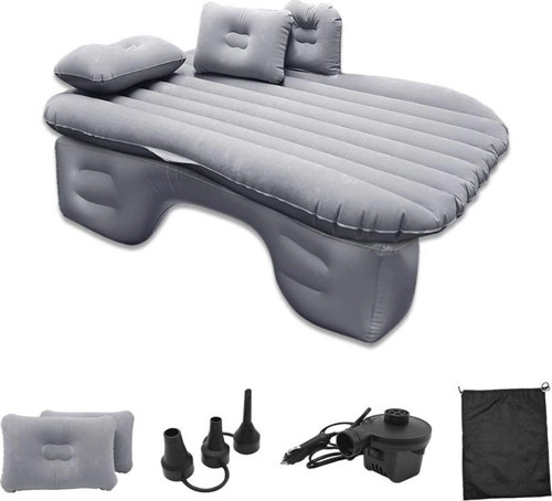 Gri Renk Şişme Yatak Araba Ve Kamp Yatağı Çanta Elektrikli Pompa Tamir Kiti Ve Yastıklı Yatak Seti