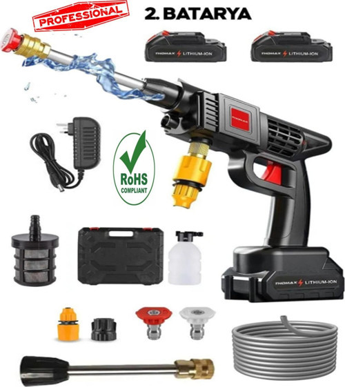 Çift Akülü Yüksek Basınçlı Oto Araç Yıkama Araba Araç Sulama Tabancası Makinesi Şarjlı 12000 Mah