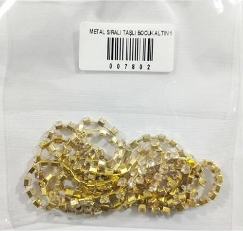 Metal Sıralı Taşlı Bocuk Altın 1 M - 3 paket