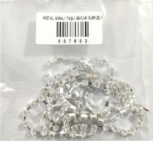 Metal Sıralı Taşlı Bocuk Gümüş 1 M - 3 paket