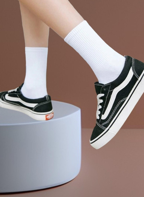 Unisex Düz Beyaz Tenis Çorap 6 Çift Pamuklu Antreman Çorabı