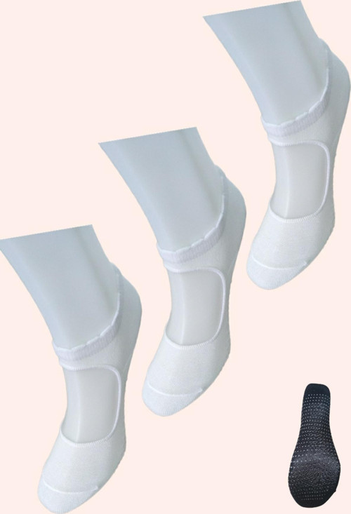 Kadın 3'lü Yoga Plates Ve Spor Çorabı Taban Altı Kaydırmaz Beyaz