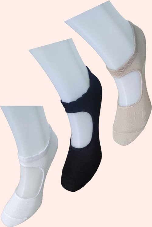 Bayan 3'lü Yoga Plates Ve Spor Çorabı Taban Altı Kaydırmaz