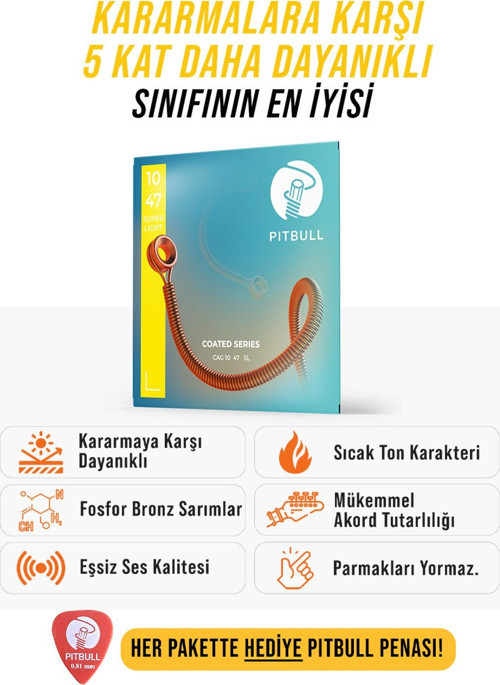 Coated Seri Akustik Gitar Teli CAG 10-47 SL