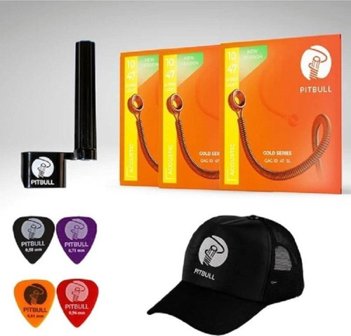 Gold Seri Akustik Gitar Teli 3lü Set (TEL SARICI 4 PENA ŞAPKA) Gag 10-47 Sl 3p Ssc