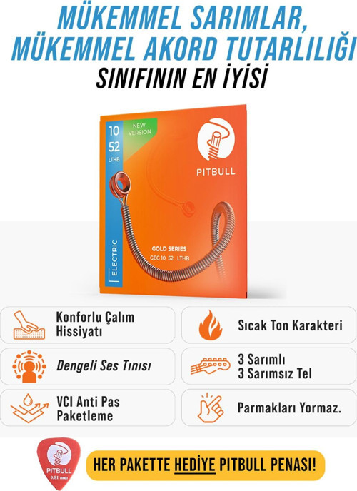 Gold Seri Elektro Gitar Takım Teli GEG 10-52 LTHB Nikel Alaşım
