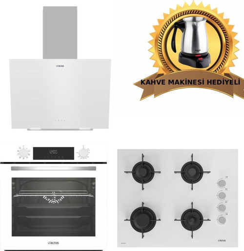 Ala Beyaz Cam Ankastre Set 570 W - 159 Dw 65cm - 332 W Turbolu - (Kahve Makinesi Hediyeli)