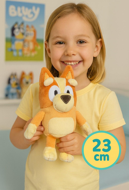 BlueyPlus Bingo Tatlı Karakter Yumuşak Peluş Oyuncak Çocukların Keyifle Oynadığı Eğlenceli Arkadaş 23 Cm